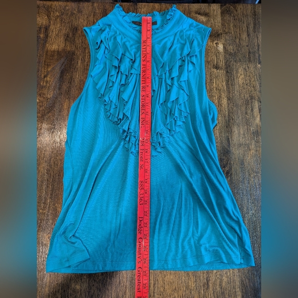 Fever Turquoise Ruffle‎ Front Sleeveless Top - Picture 6 of 6